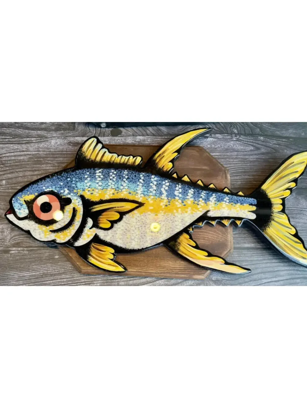 Fish Bluefin Tuna Wood Wall Plaque Folk Art Coastal Nautical Decor Ocean Set 2